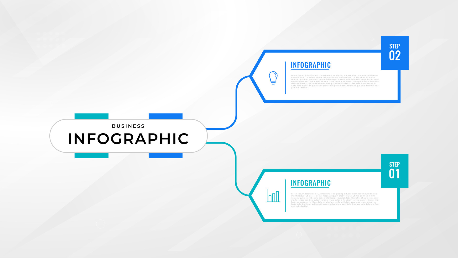 Two Step Infographic label design template with line icons. process ...
