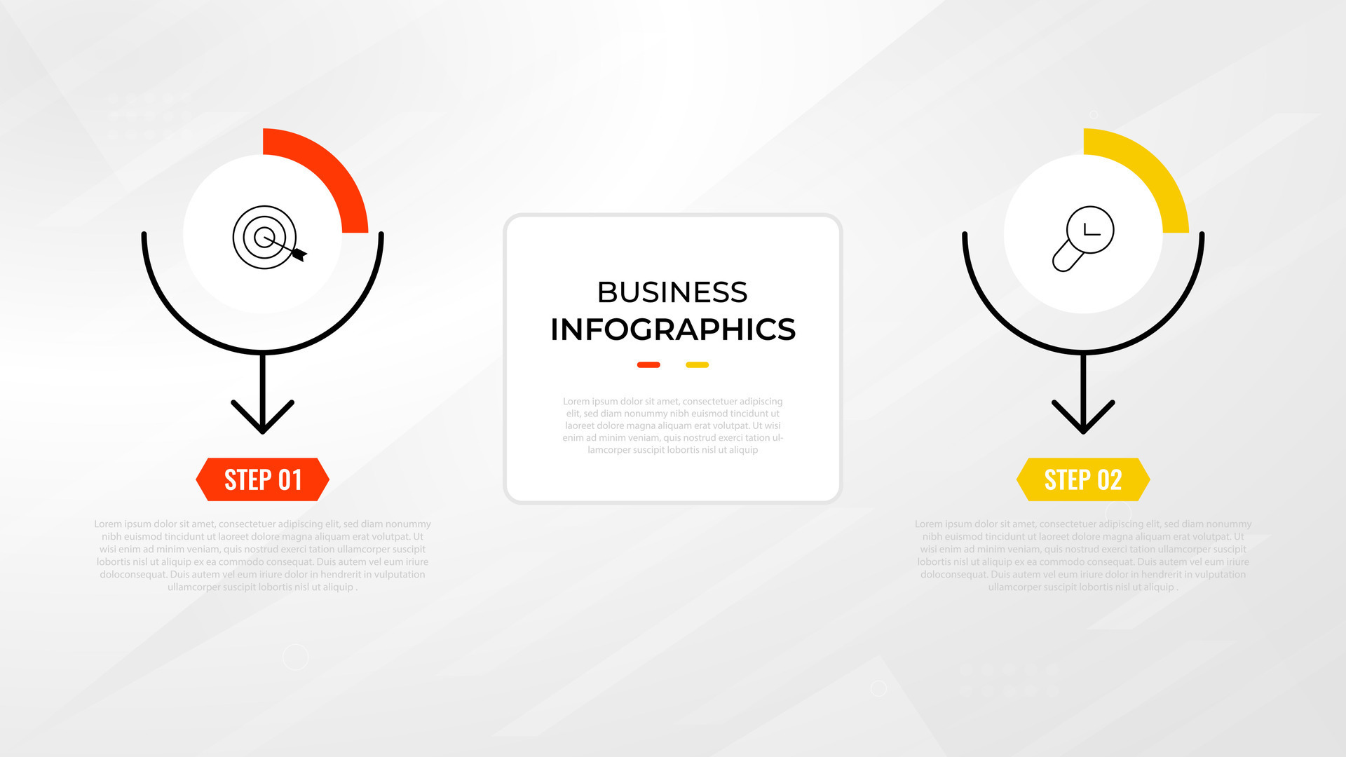 Two Step Infographic label design template with line icons. process ...