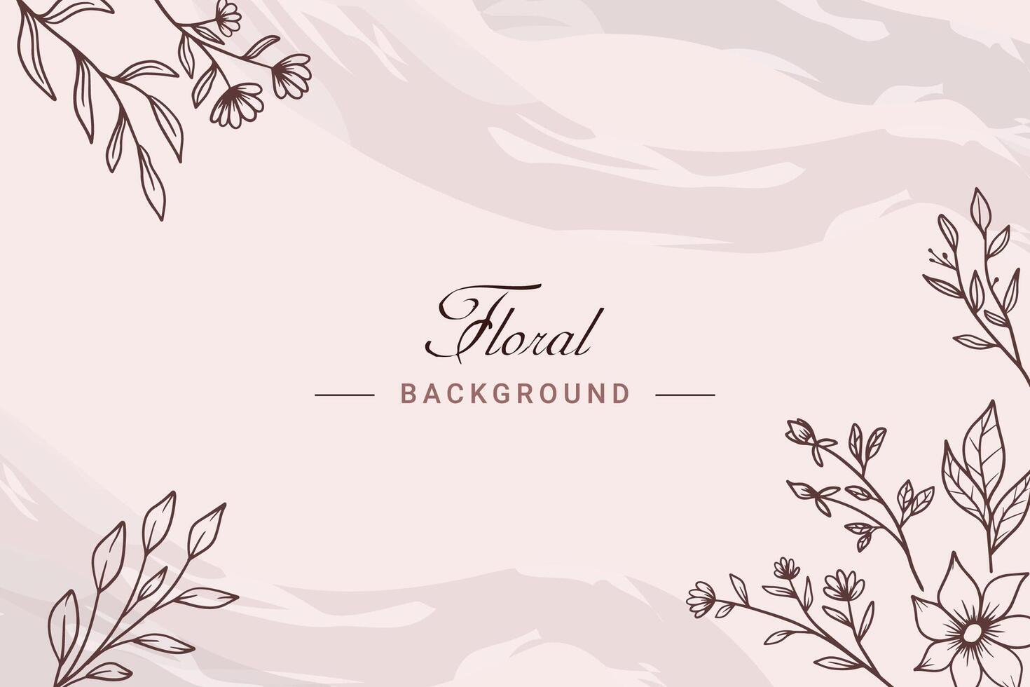 Rustic floral background with hand drawn leaves and flower ornament vector