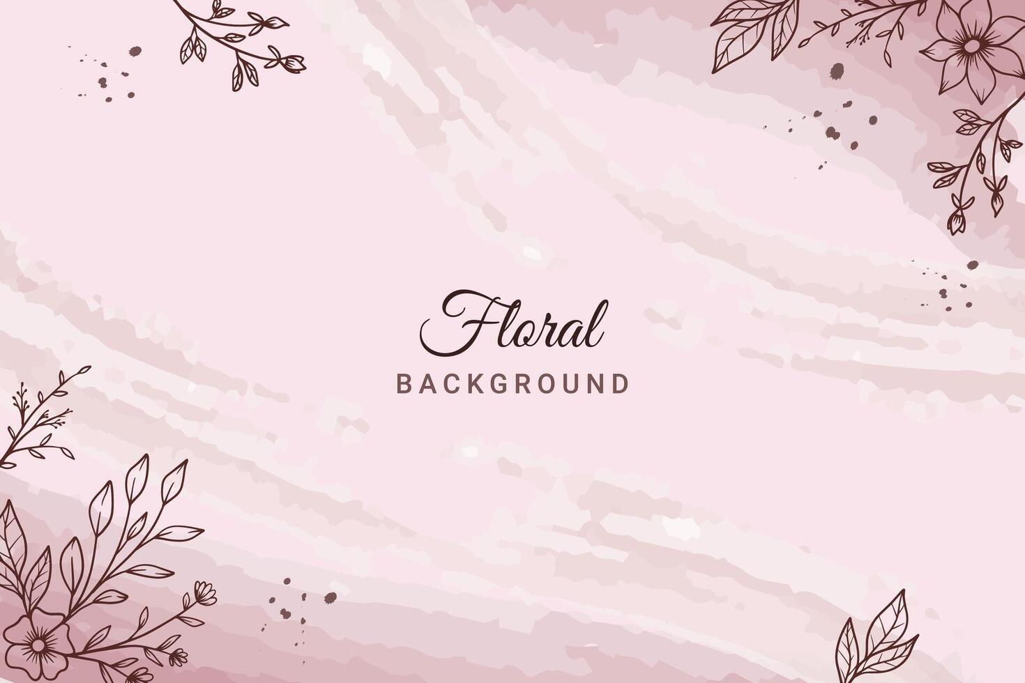 Rustic floral background with hand drawn leaves and flower ornament vector