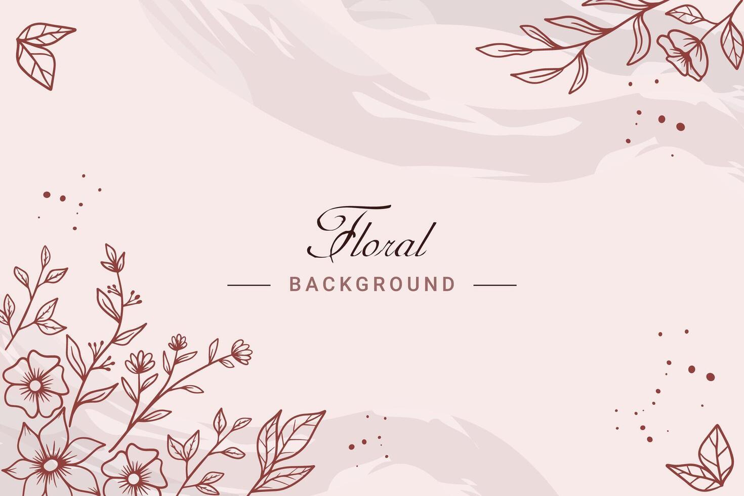 Rustic floral background with hand drawn leaves and flower ornament vector