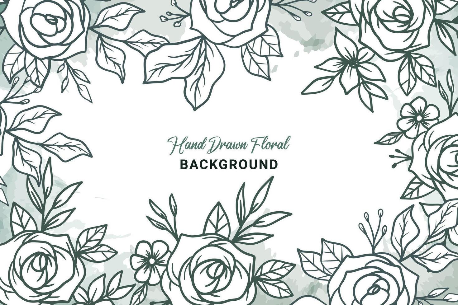 Rustic floral background with hand drawn leaves and flower ornament vector