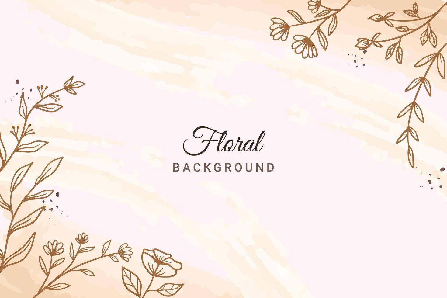 Elegant gold floral background with hand drawn flowers and leaves pattern vector