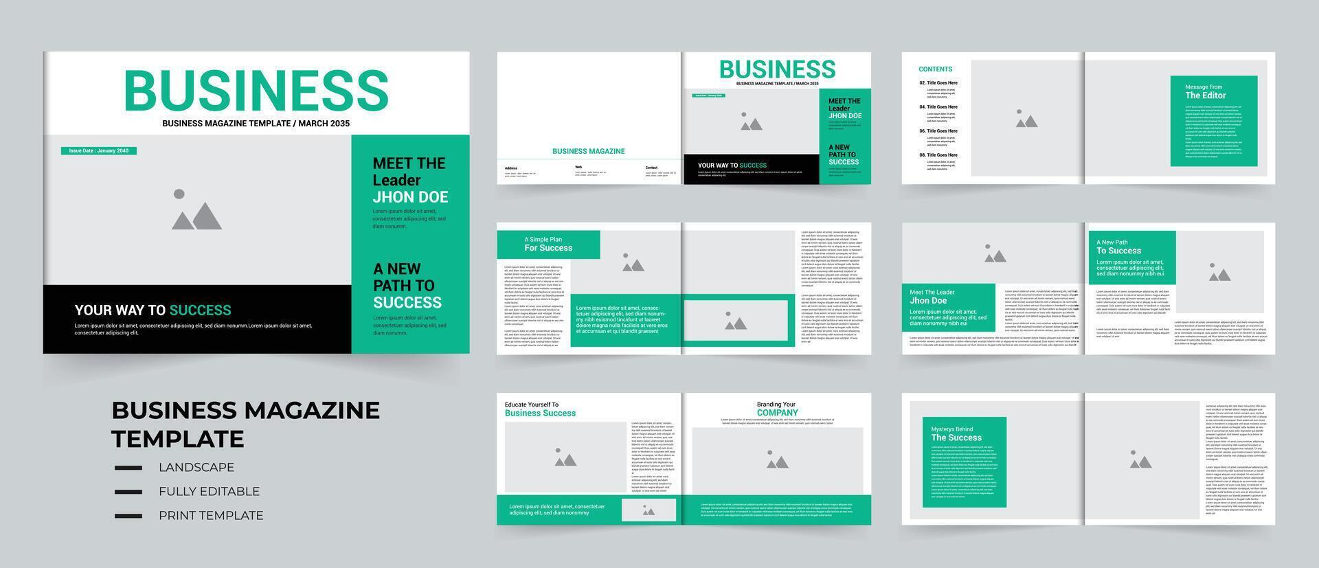Landscape corporate business magazine template design vector