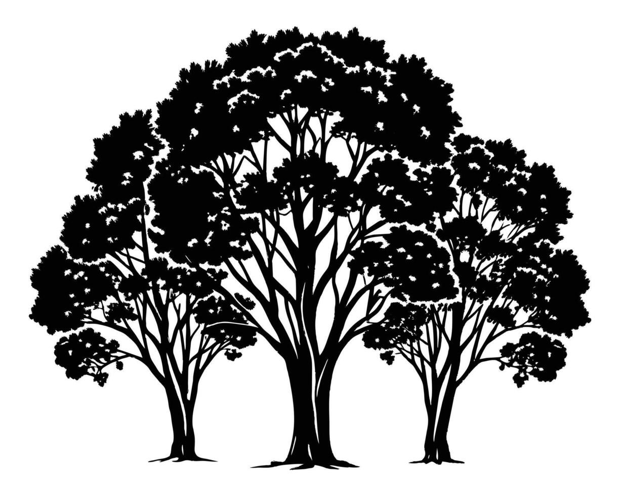 muy grande árbol silueta vector