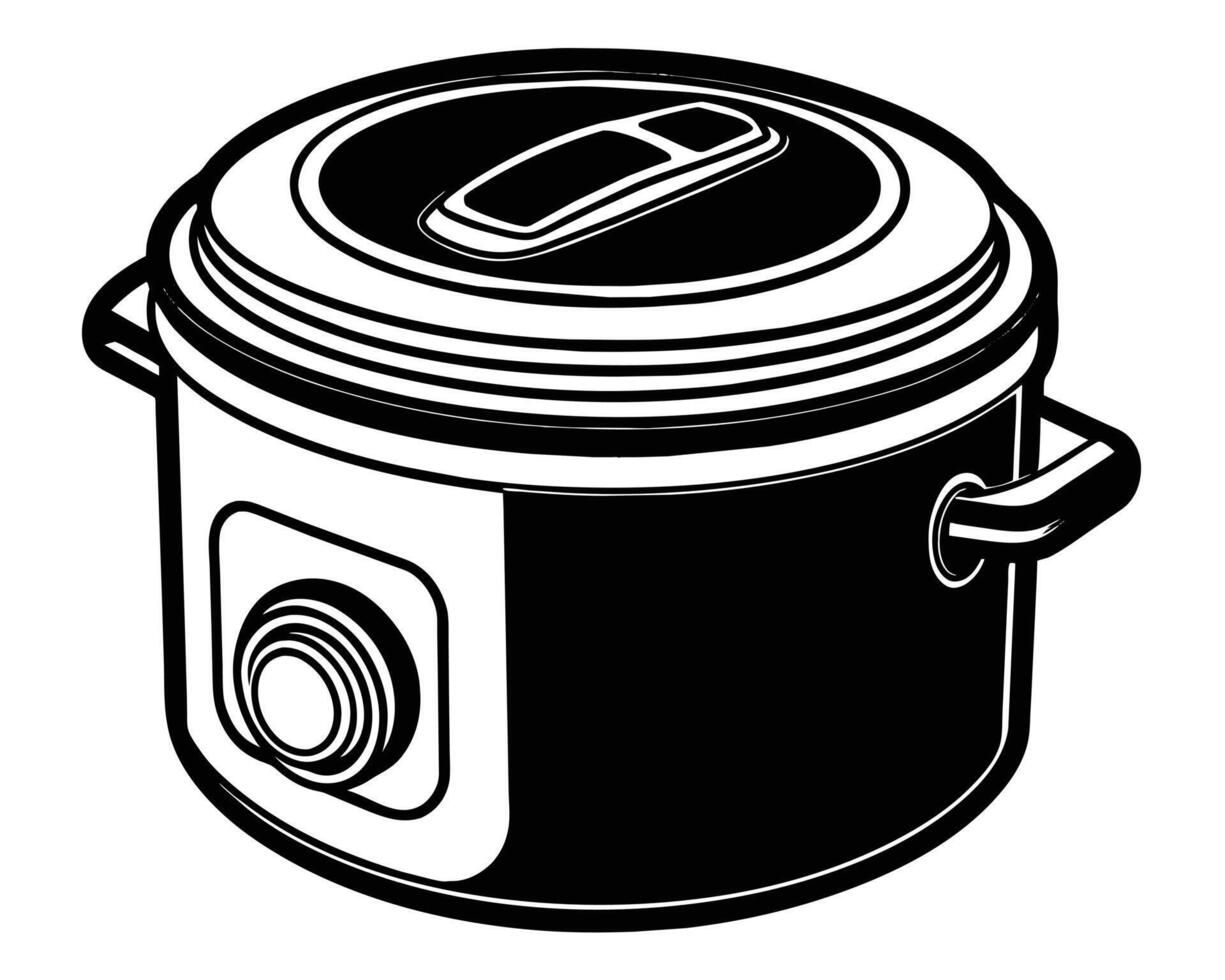 Rice cooker on white background vector