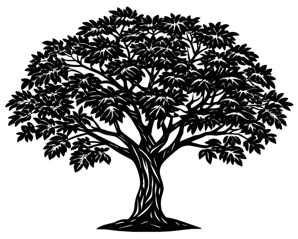 muy grande árbol silueta vector