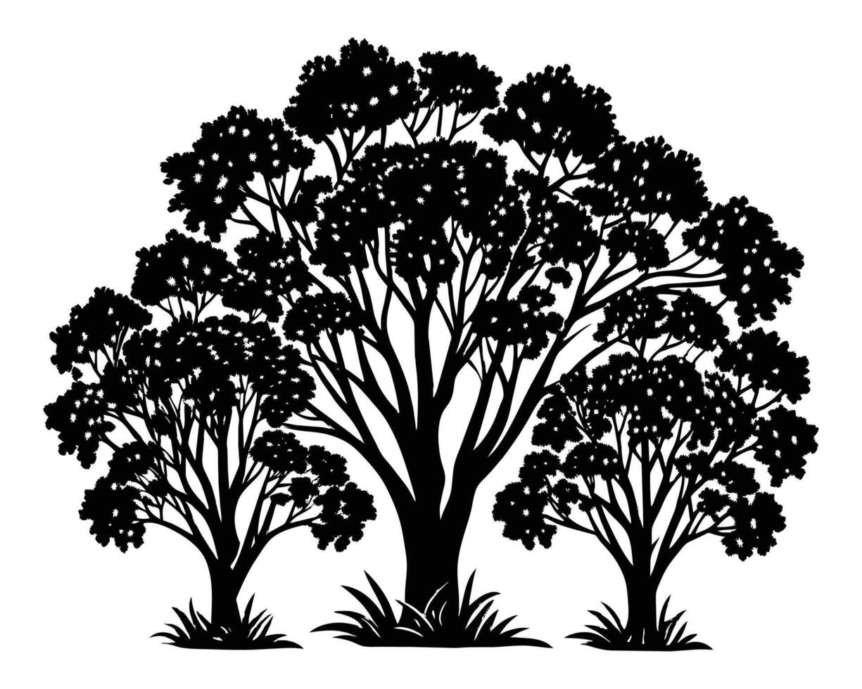 muy grande árbol silueta vector