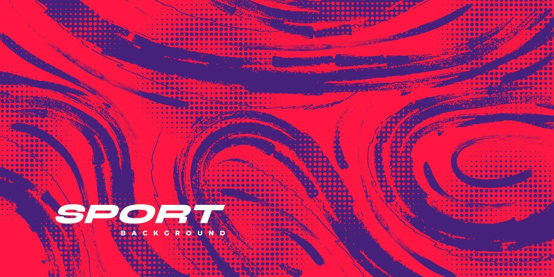 Abstract Sports Background with Red and Purple Brush Texture and Halftone Effect. Retro Grunge Background for Banner or Poster Design vector