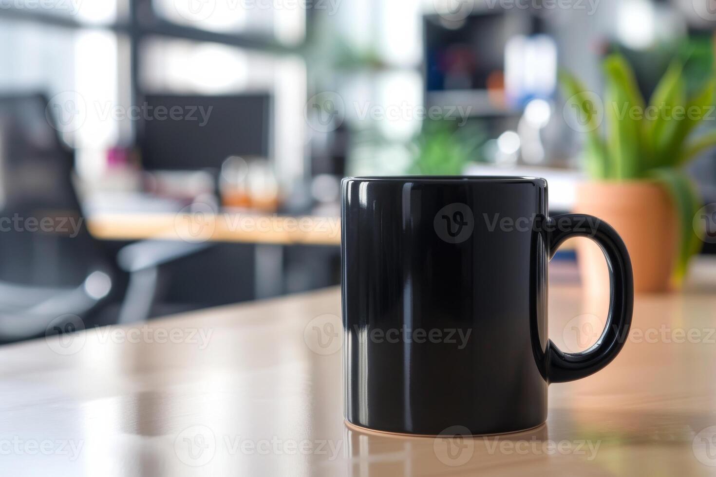 black ceramic mug 11oz stock photo