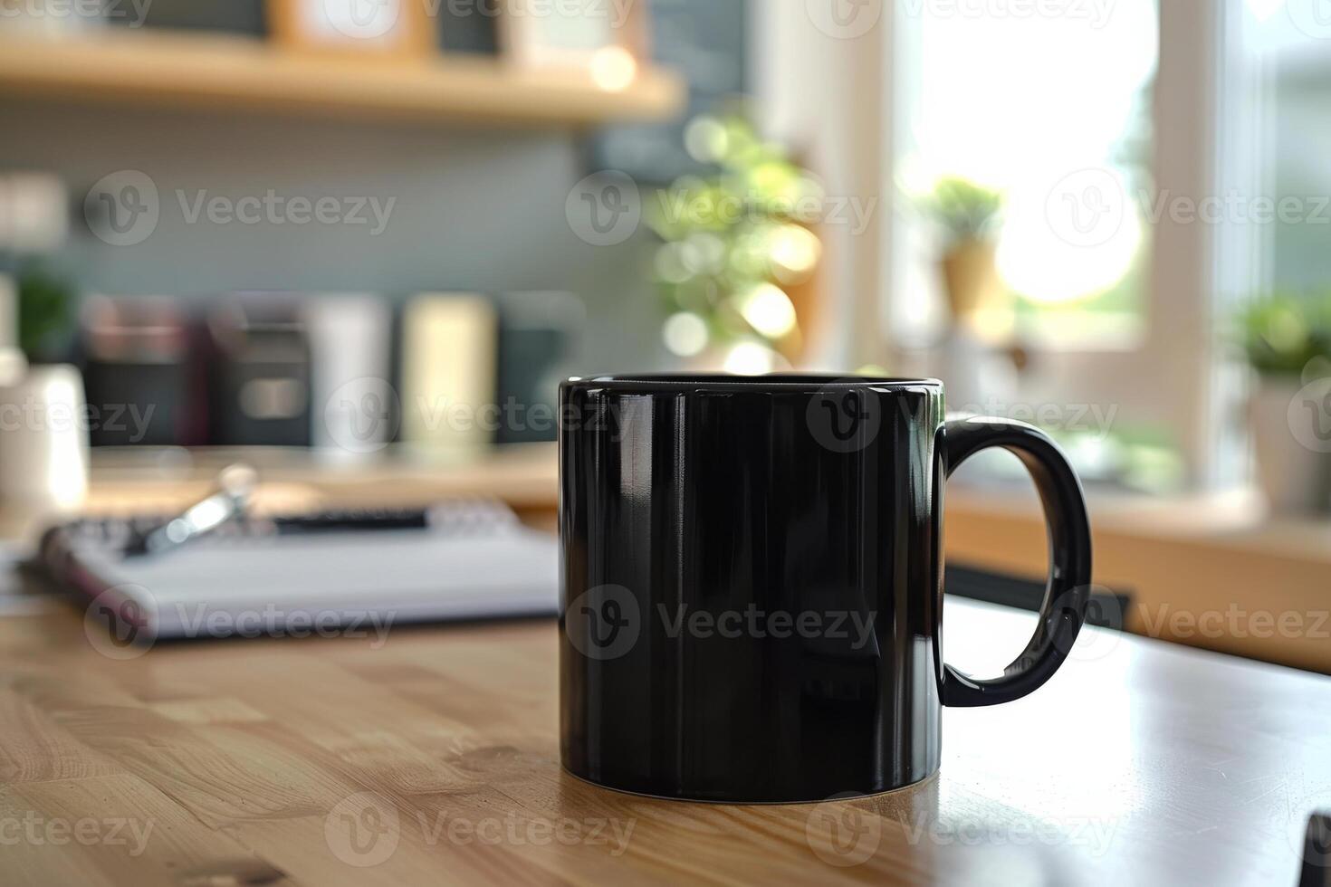 black ceramic mug 11oz stock photo