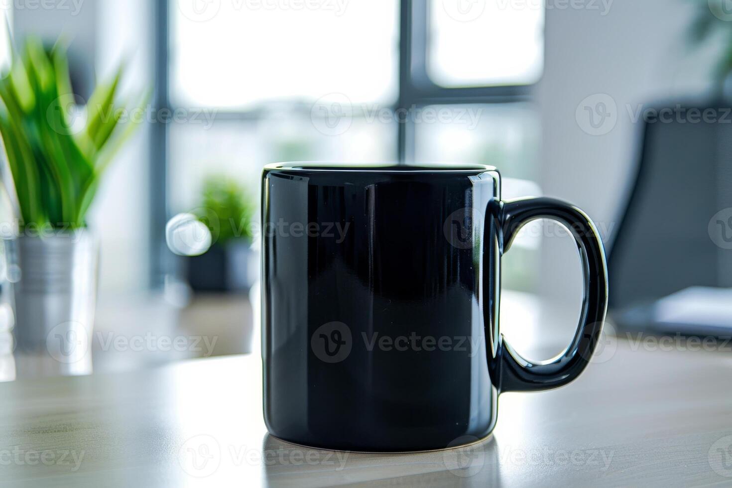 black ceramic mug 11oz stock photo