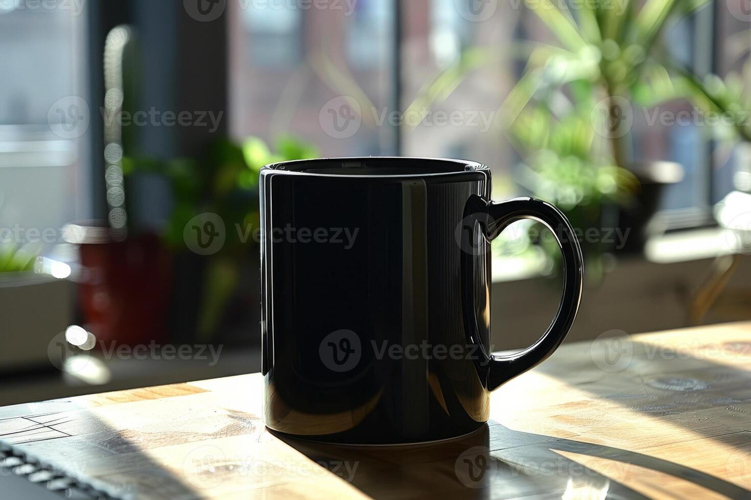 black ceramic mug 11oz stock photo