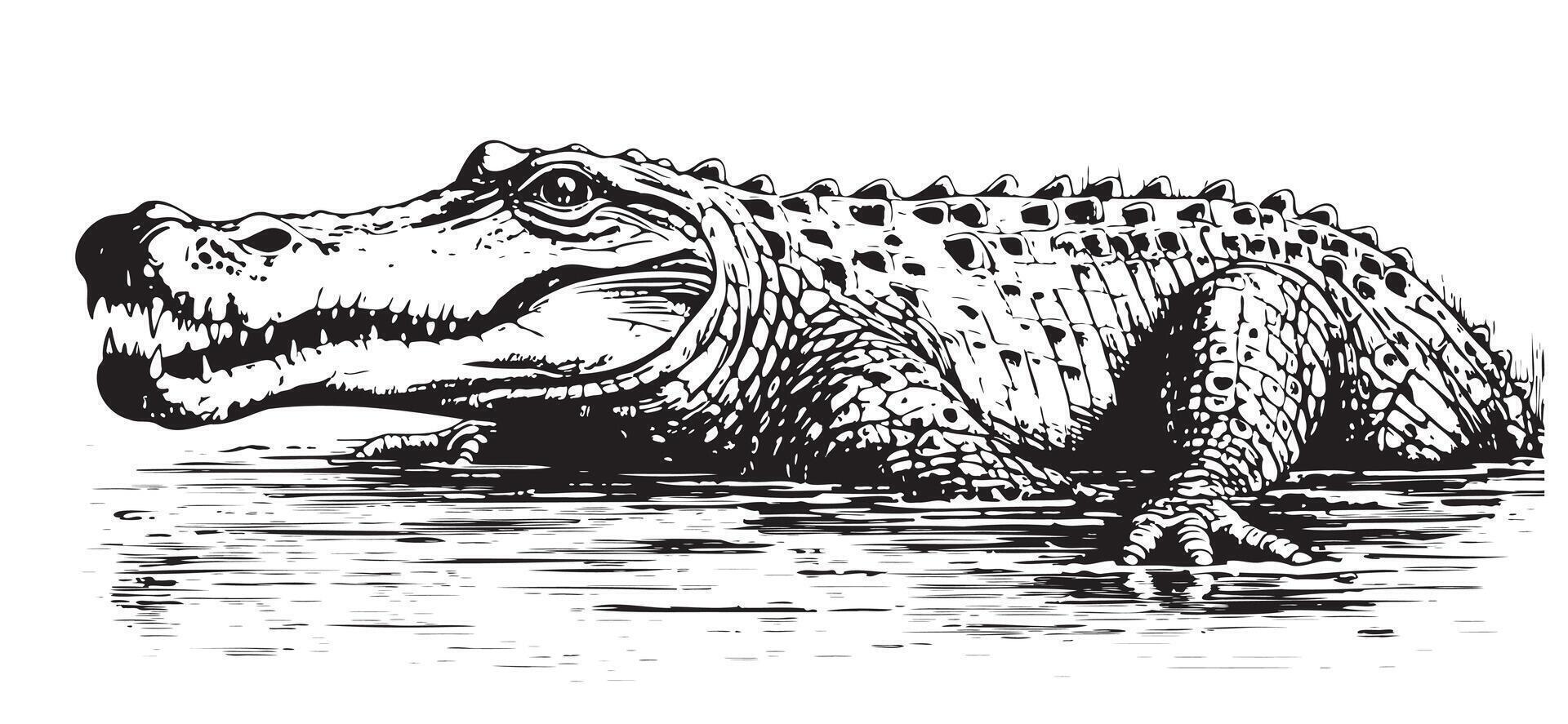 Crocodile sketch hand drawn in doodle style illustration Cartoon vector