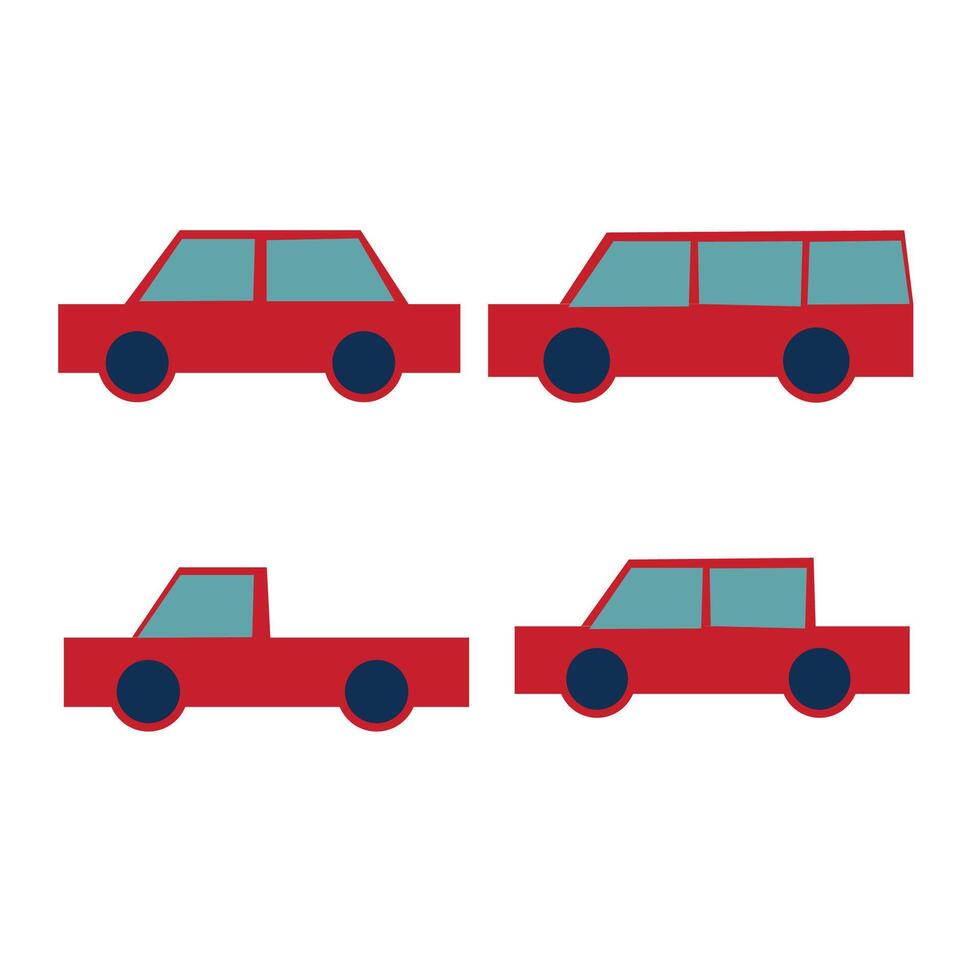 bundle flat art red car vector