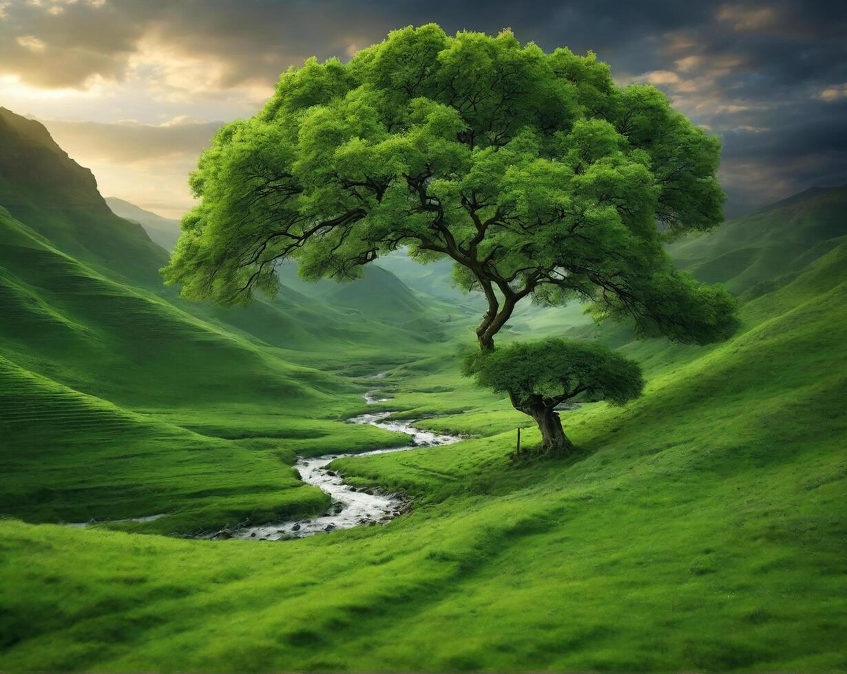 green natural scenery stunning photo