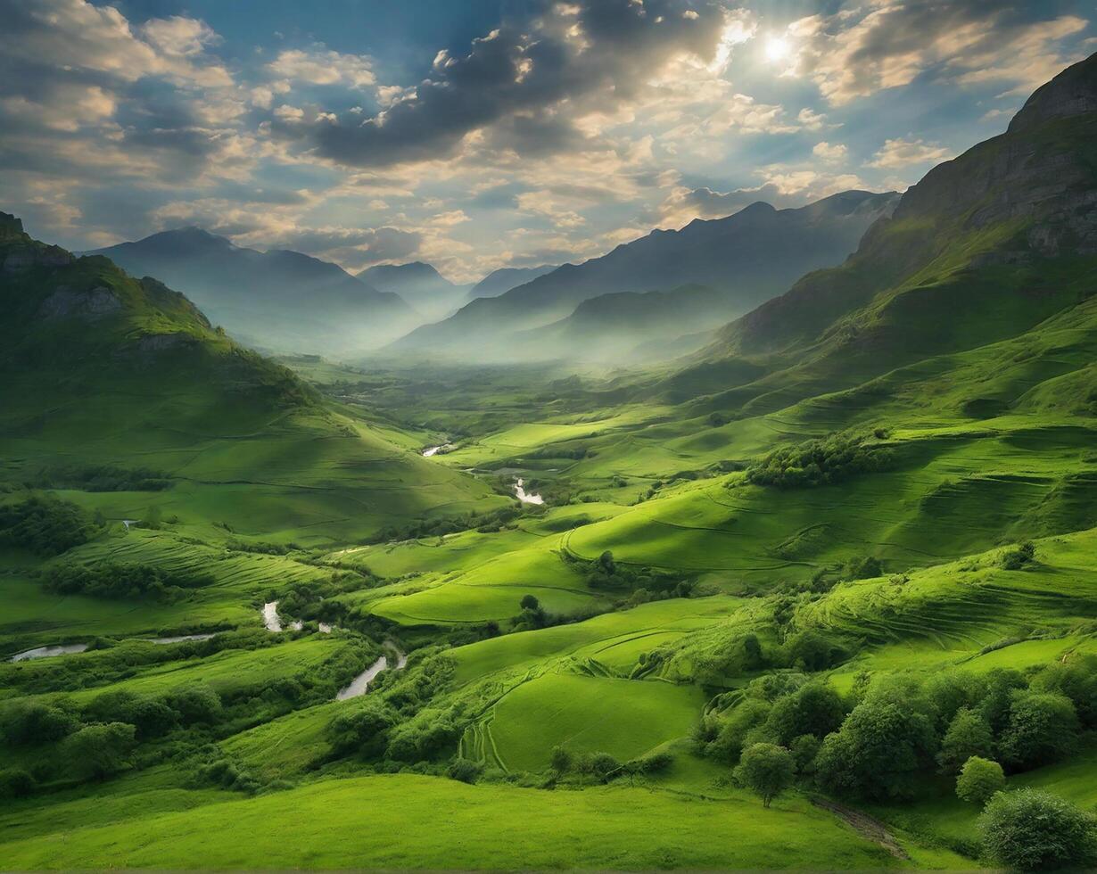 green natural scenery stunning photo