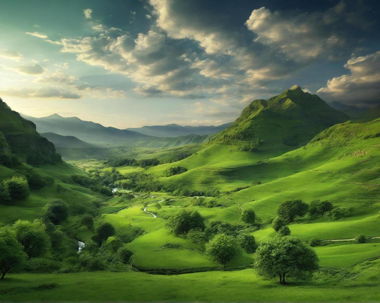 green natural scenery stunning photo