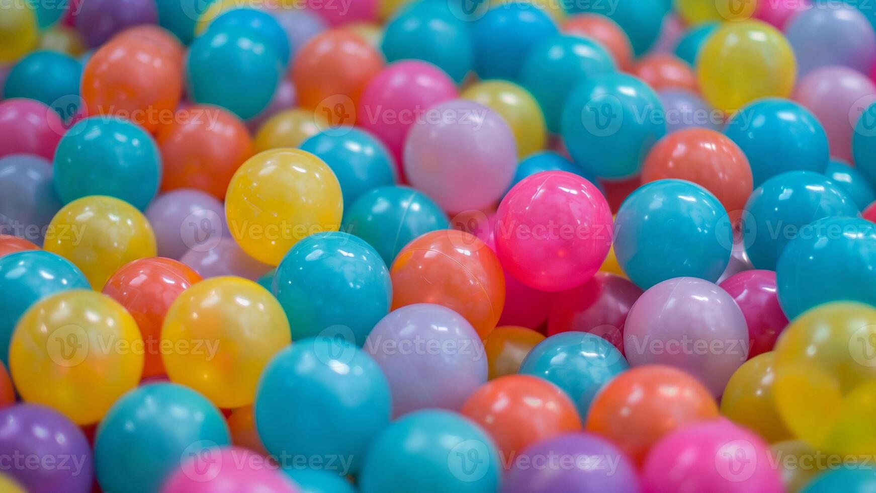 vistoso el plastico pelotas en un para niños cuarto de jugar de cerca foto