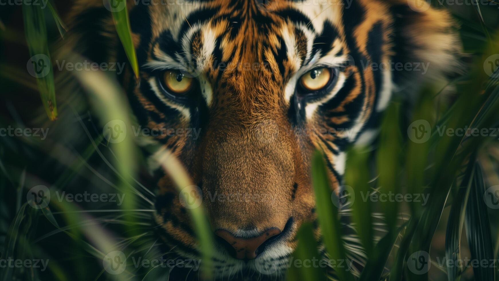 Close up of a tiger in the jungle, Panthera tigris altaica photo