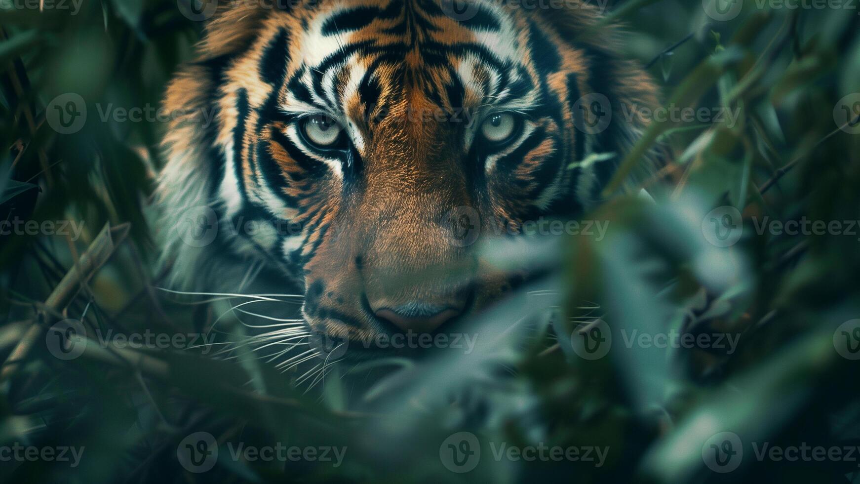 Close up of a tiger in the jungle, Panthera tigris altaica photo