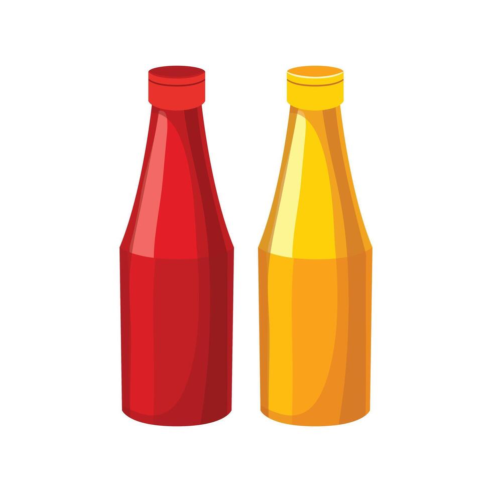 Ketchup and mustard plastic bottles vector