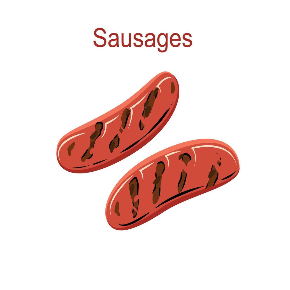 Grilled sausages barbeque vector
