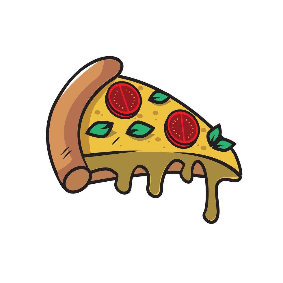 Pizza cortar garabatear estilo ilustración vector