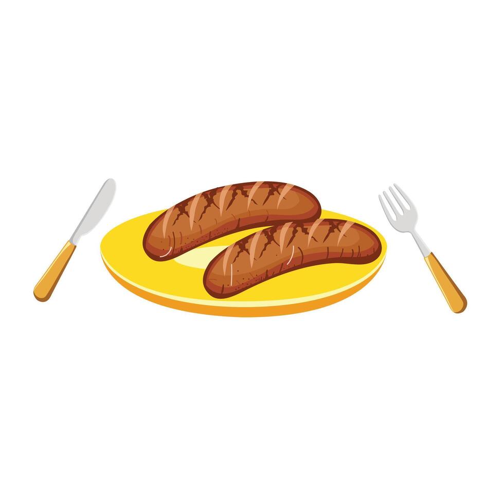 Grilled sausages on plate image vector