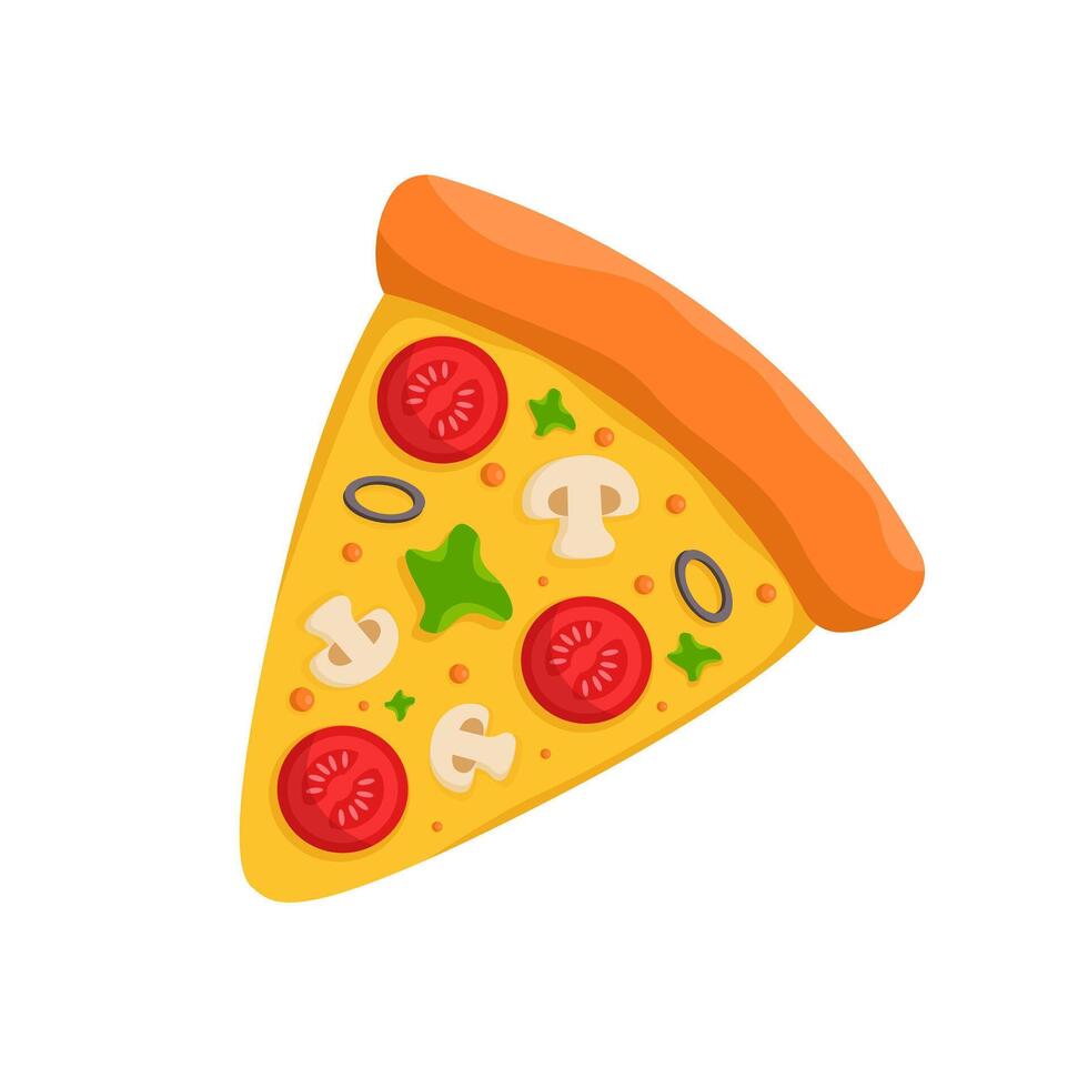 Pizza sliced top view vector