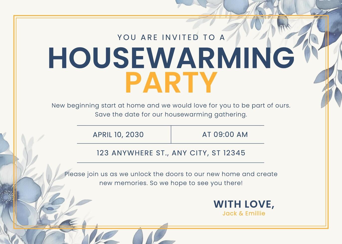 Minimalist Housewarming Party Invitation Card template