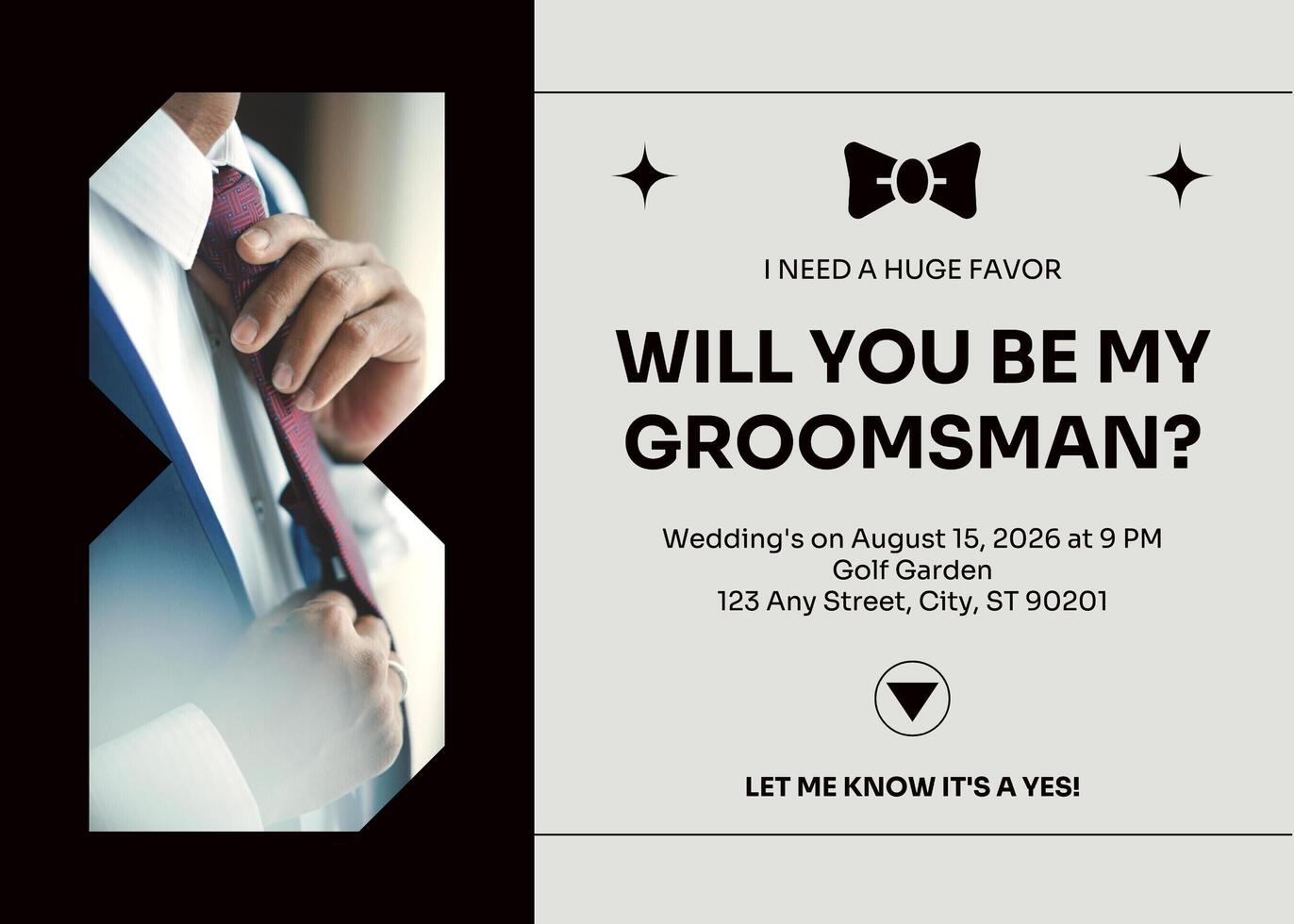 Black and White Groomsman Invitation template