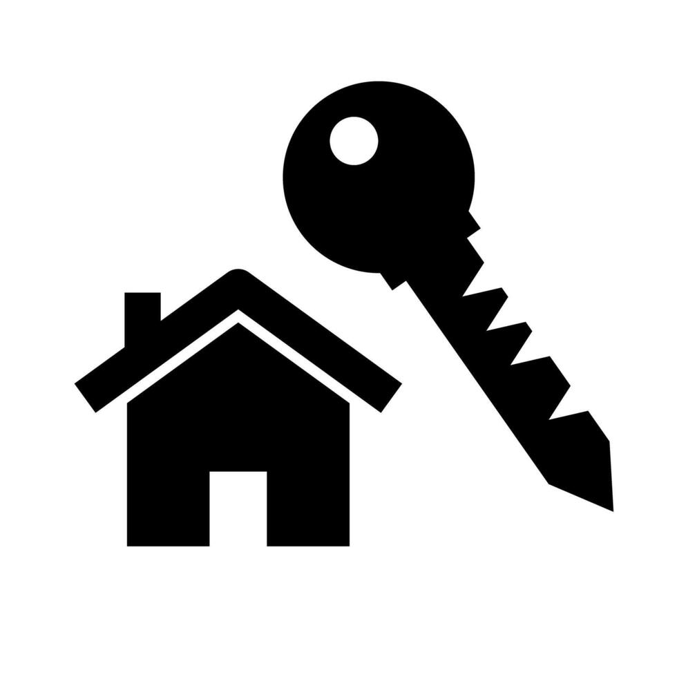 House and key silhouette icon. Home security and locking. vector