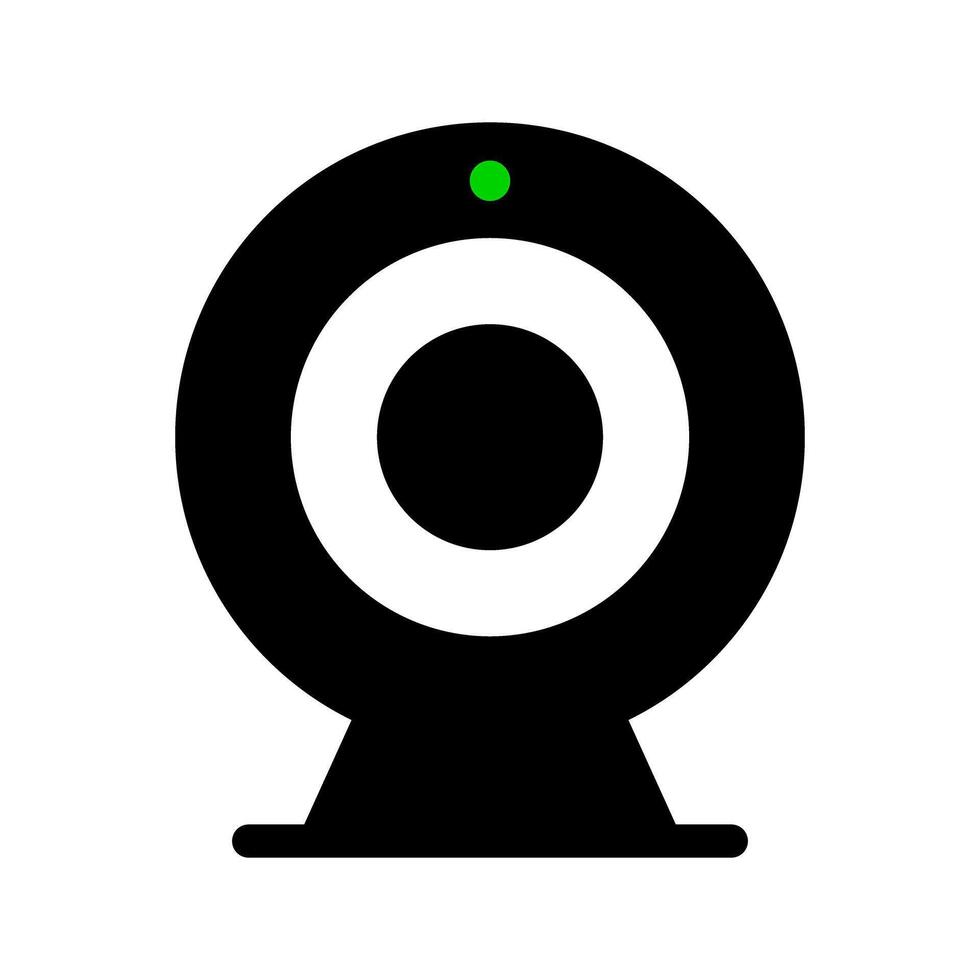 IP camera silhouette icon during recording. vector