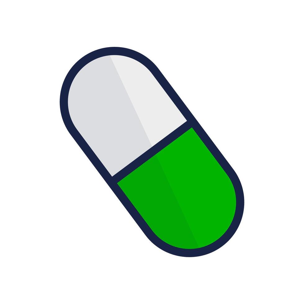 Green medical capsule. Pill and medicine. vector