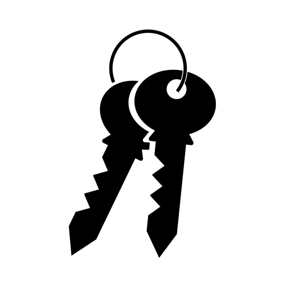 Key silhouette icon. Key holder. Key chain. vector
