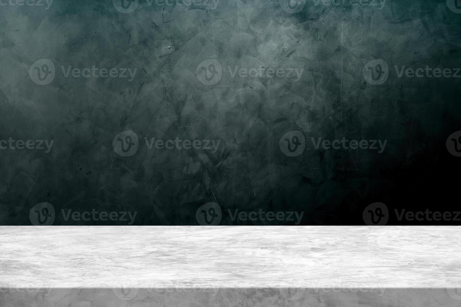 Concrete Table with tidewater green ombre concrete wall background photo