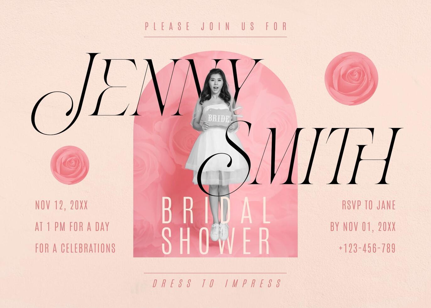 Minimalist Bridal Shower Invitation Card Template