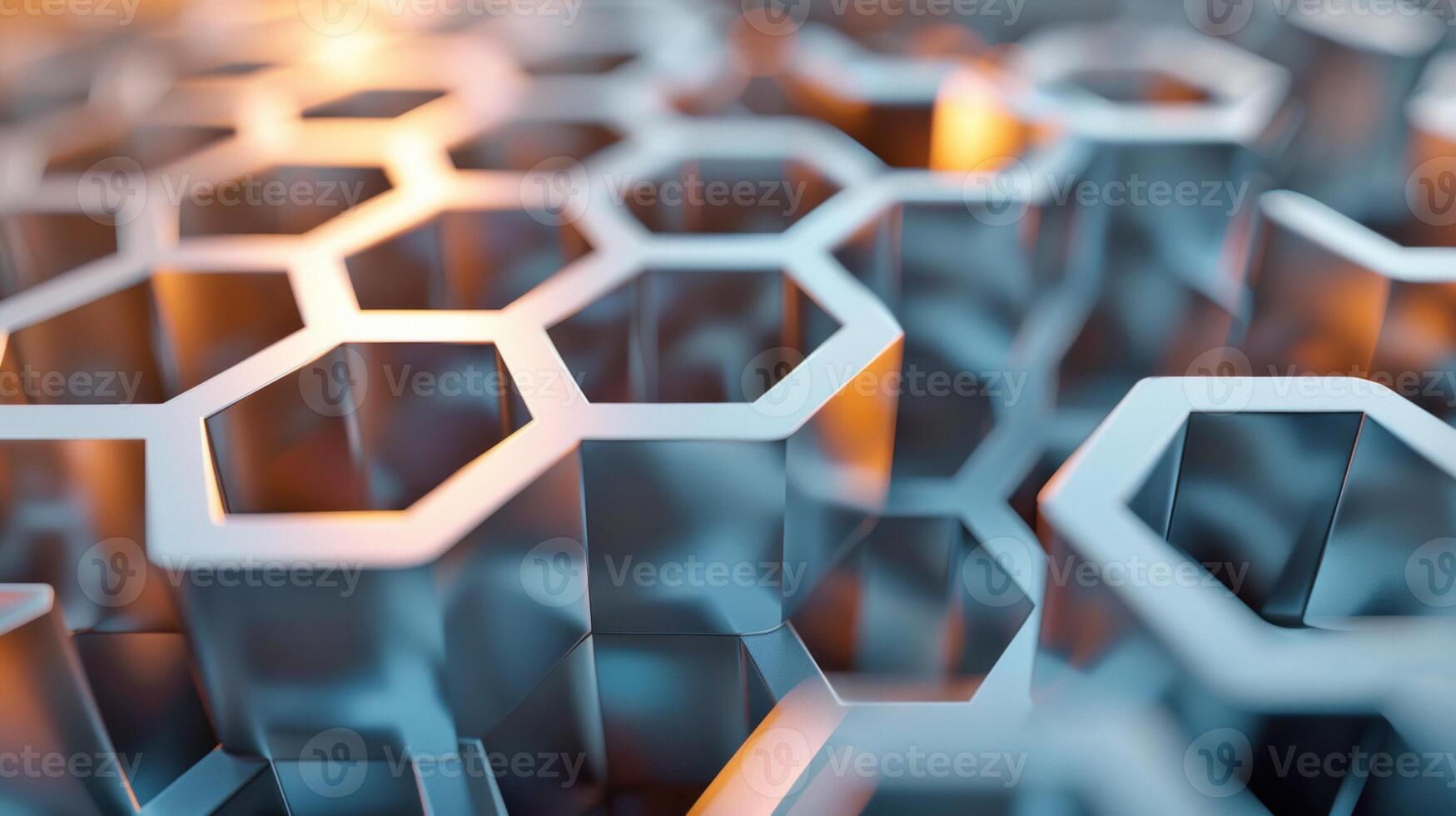Metallic hexagon pattern. photo