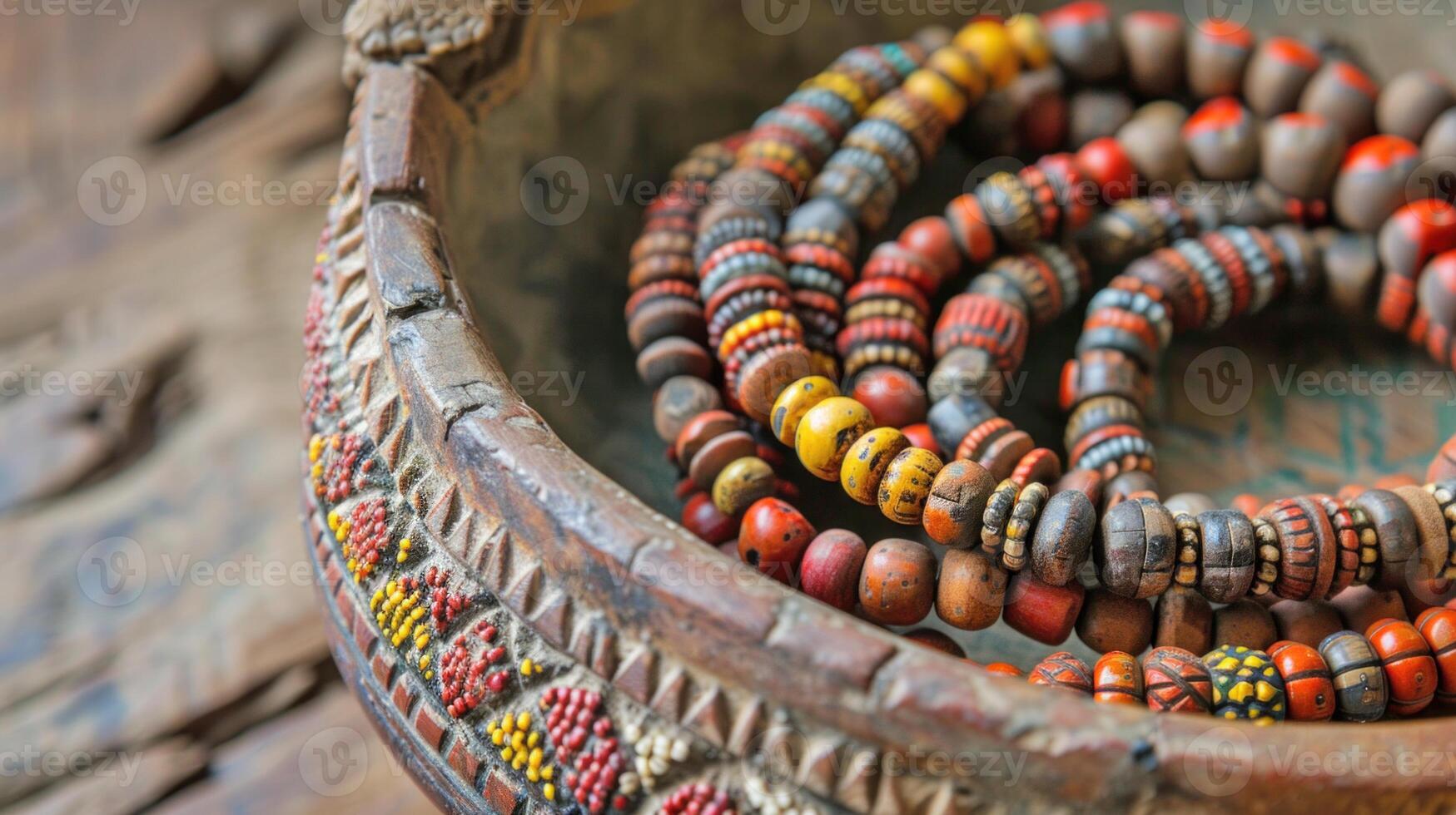 Close up of handmade tribal accessories. . photo