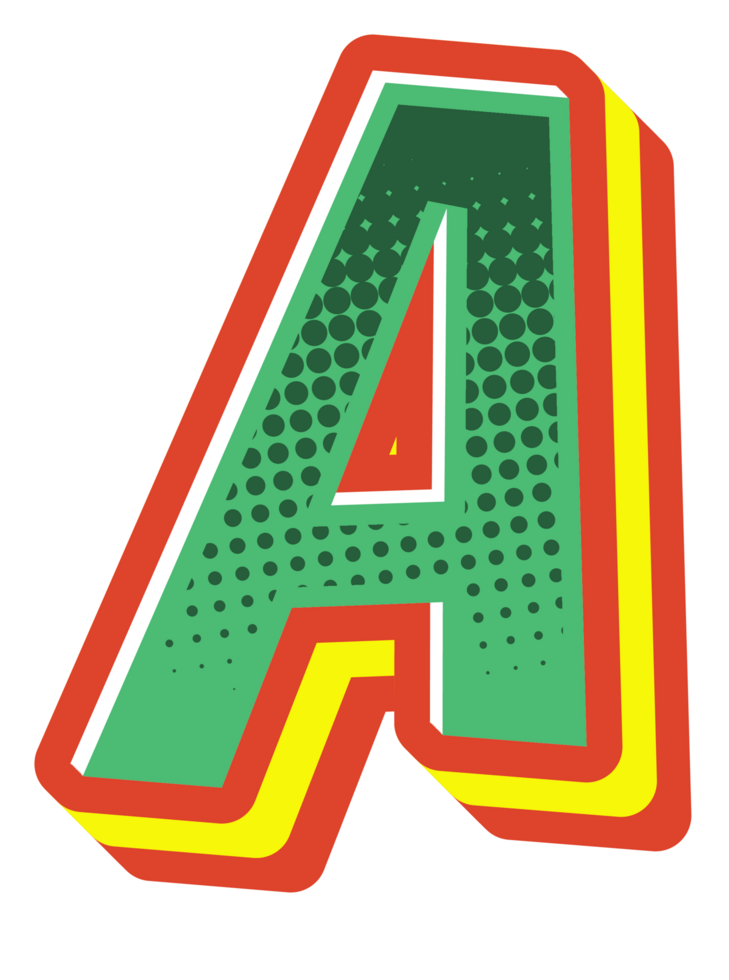 Comic Halftone Alphabet Letter and Number png