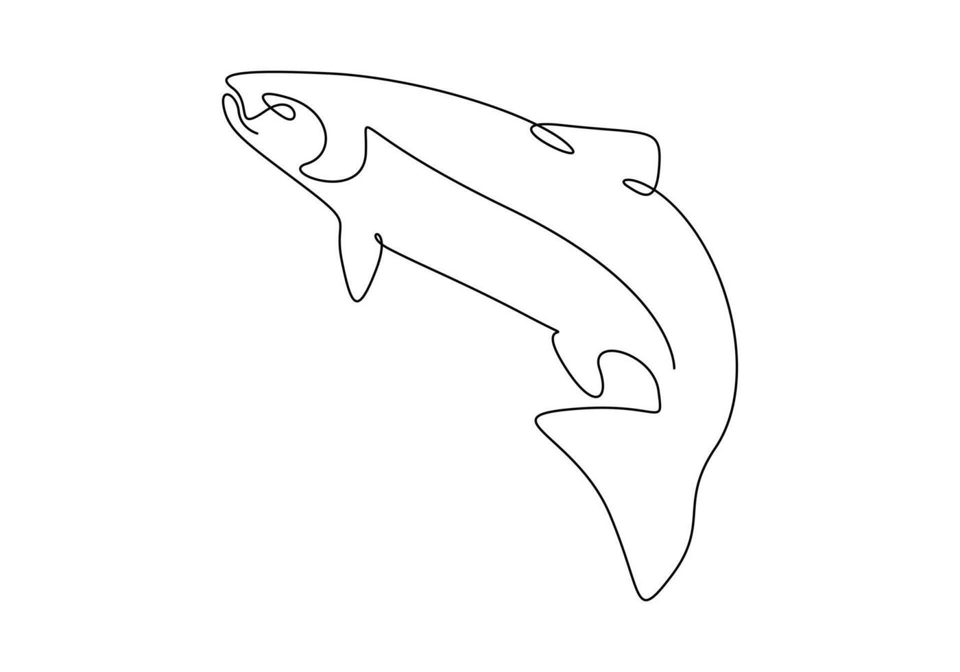 continuo uno línea dibujo de salmón para pescar logo identidad prima ilustración vector
