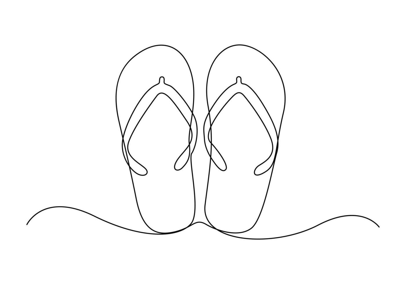 continuo uno línea dibujo de verano zapatillas prima ilustración vector