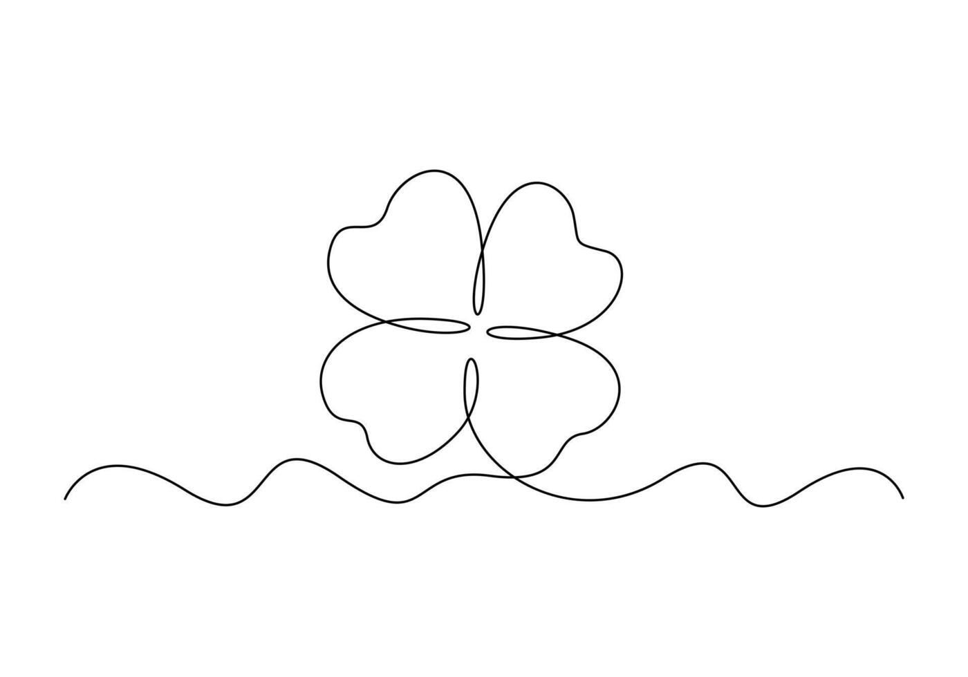 Four leaves clover continuous one line drawing premium illustration vector