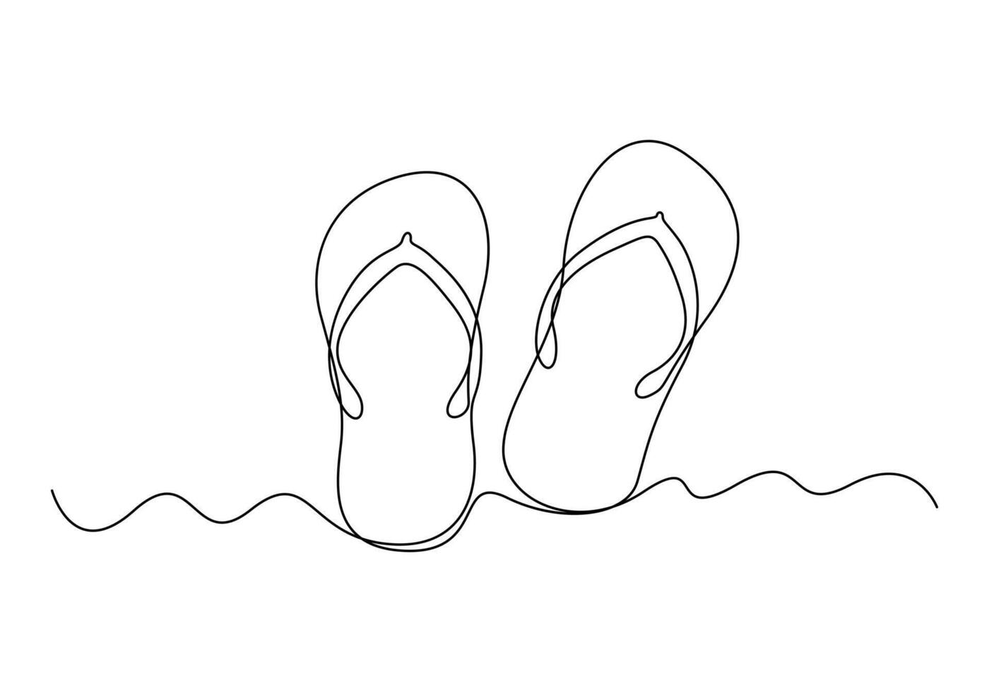 continuo uno línea dibujo de verano zapatillas prima ilustración vector