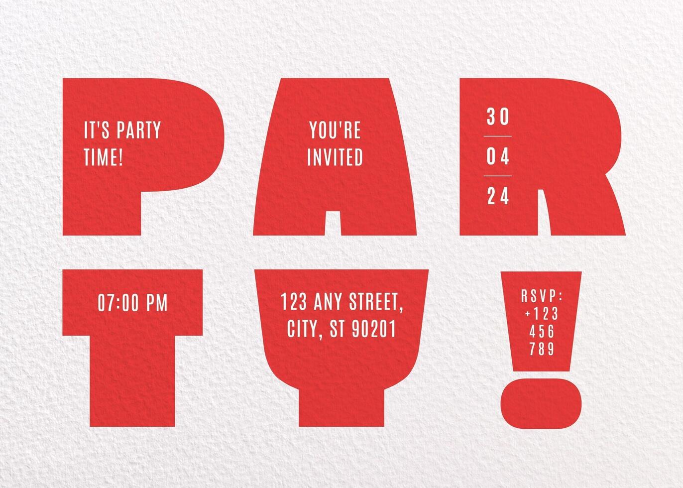 Minimalist Text Party Invitation Card Template