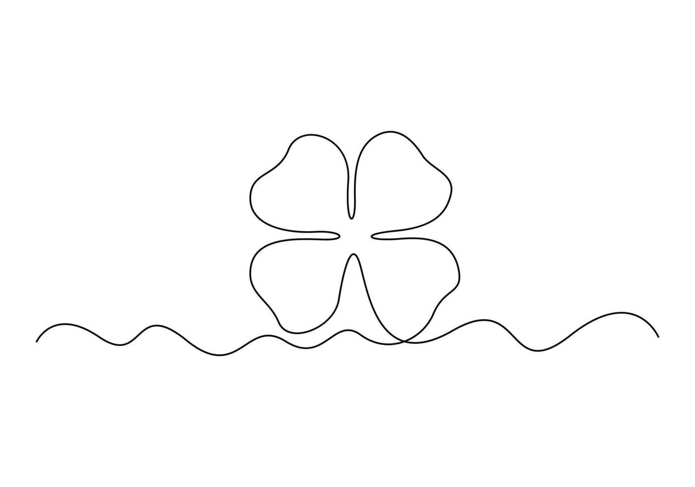 Four leaves clover continuous one line drawing premium illustration vector