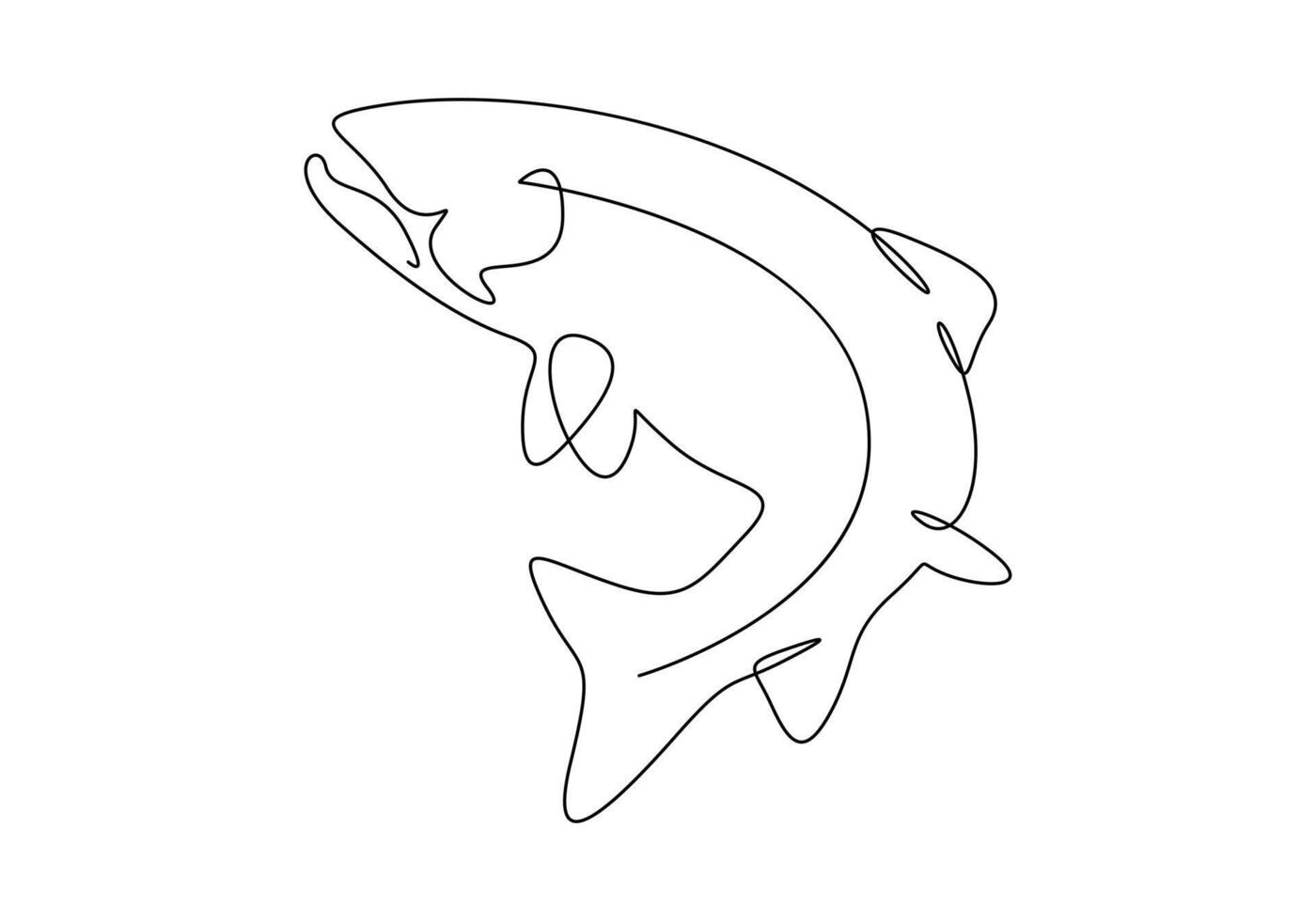 continuo uno línea dibujo de salmón para pescar logo identidad prima ilustración vector