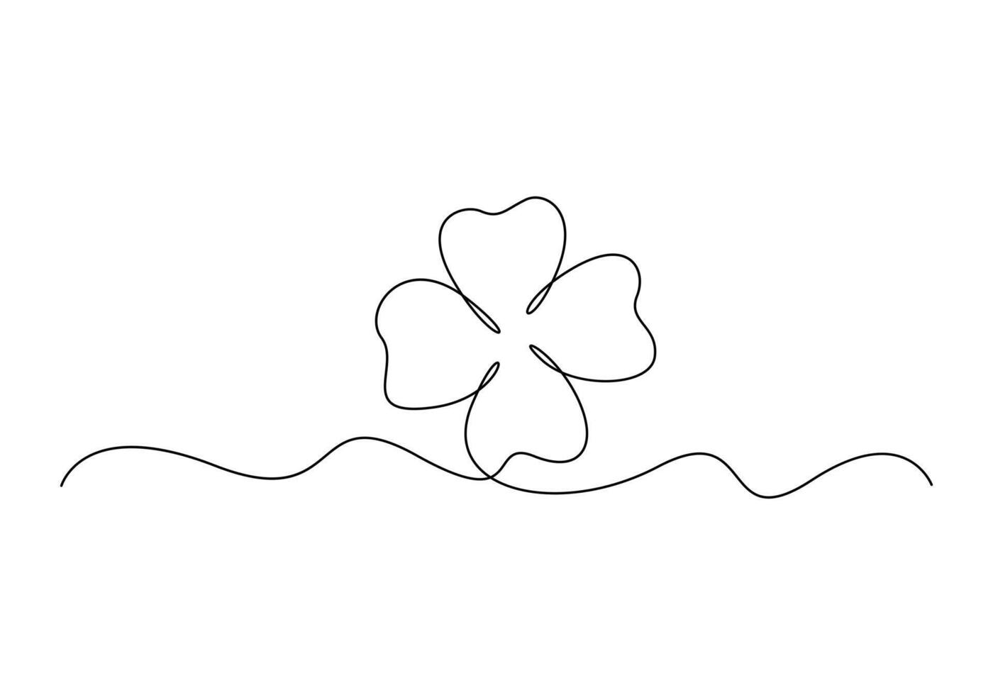 Four leaves clover continuous one line drawing premium illustration vector