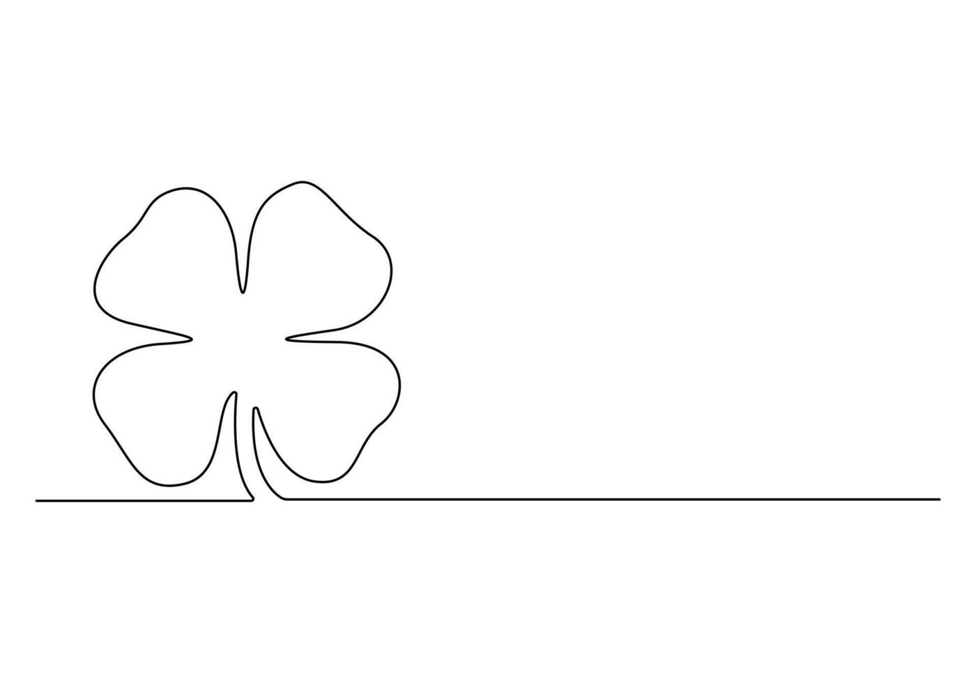 Four leaves clover continuous one line drawing premium illustration vector